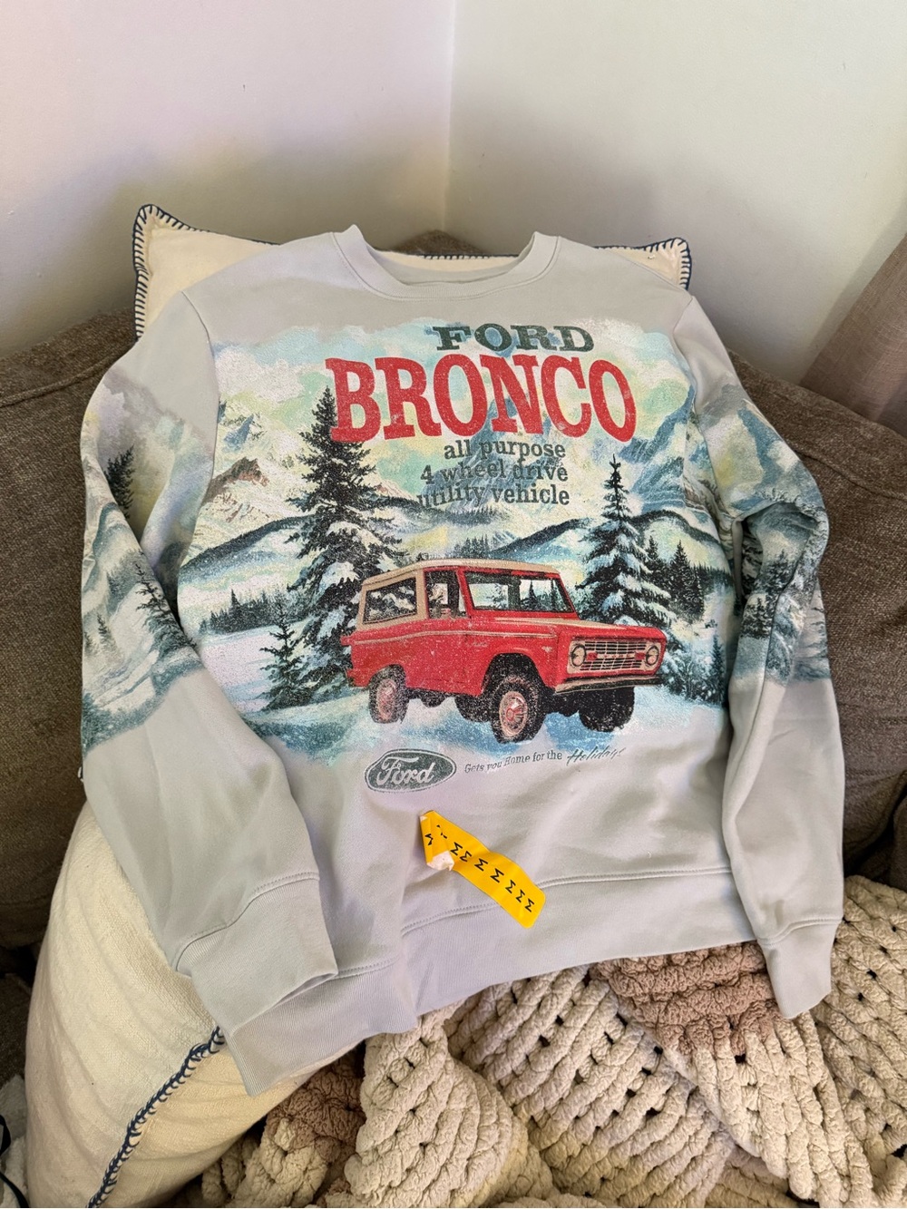 Ford Bronco Crewneck Sweatshirt - Gray with Red Bronco